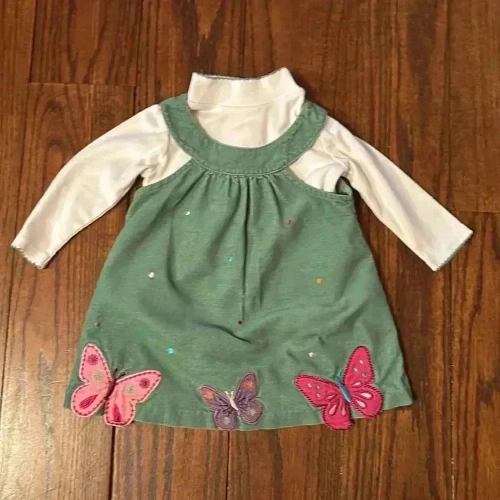 Bonnie Baby Green Jumper With White Onesie Size 12 M